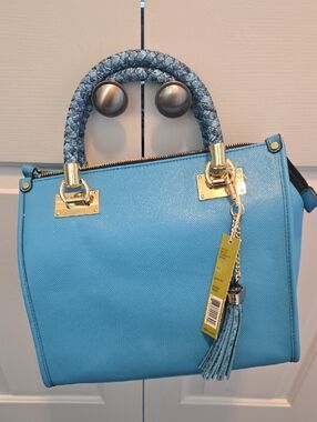 Gianni Bini Light Blue Structured Satchel with Tassel